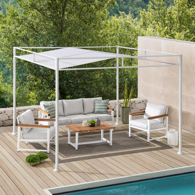 Pergola d'extérieur 10 pi x 10 pi en polyester Sunjoy avec abat-jour Suningford