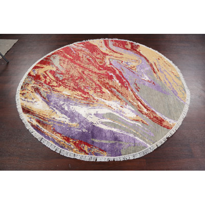 One-of-a-Kind 6'2" New Age Round Area Rug in
