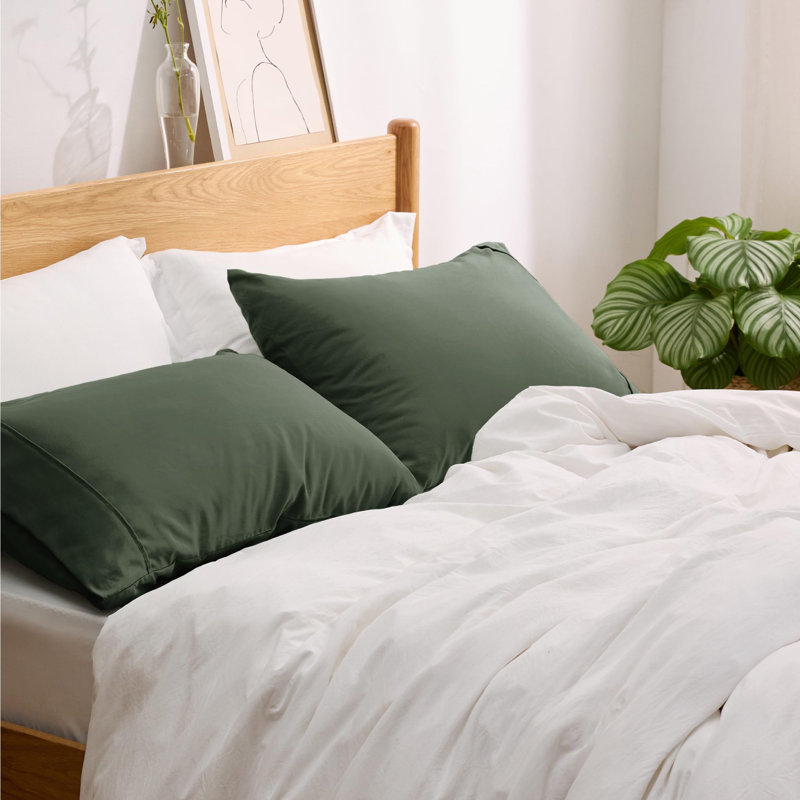 Bedsure Decorative Boho Pillow Shams With Envelope Closure, Queen Pillow Case, Sage Green