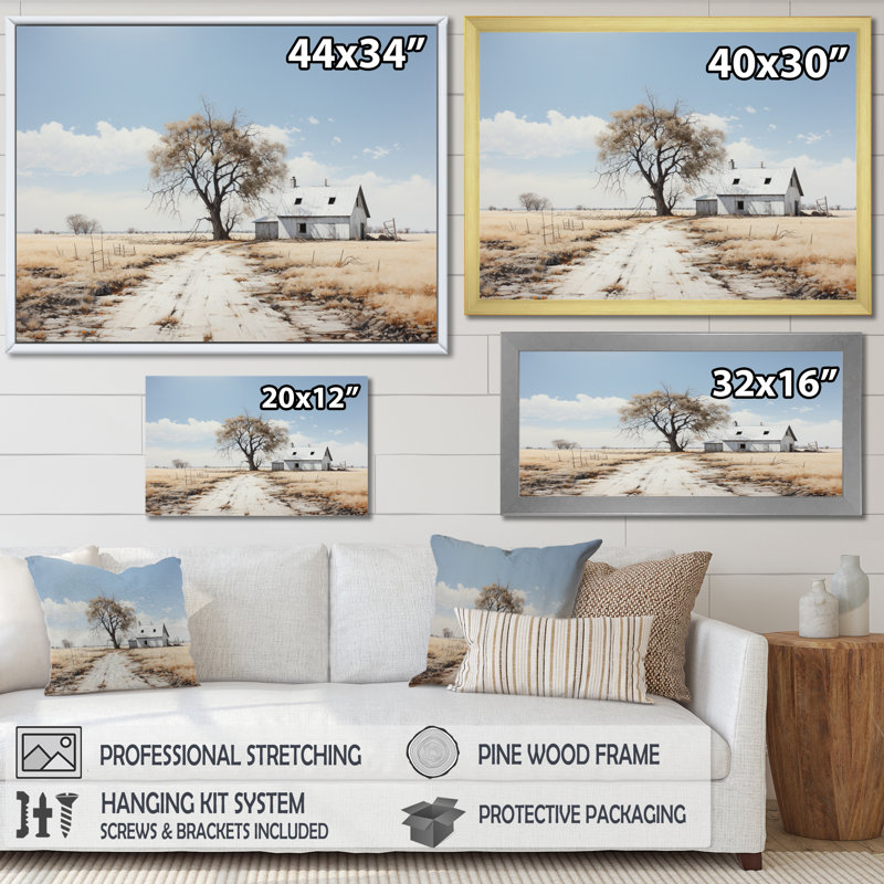 Marsel Farmhouse Minimalisme Path IV - Imprimé, Cadre flottant noir, H 24 po x l 32 po x P 1 po