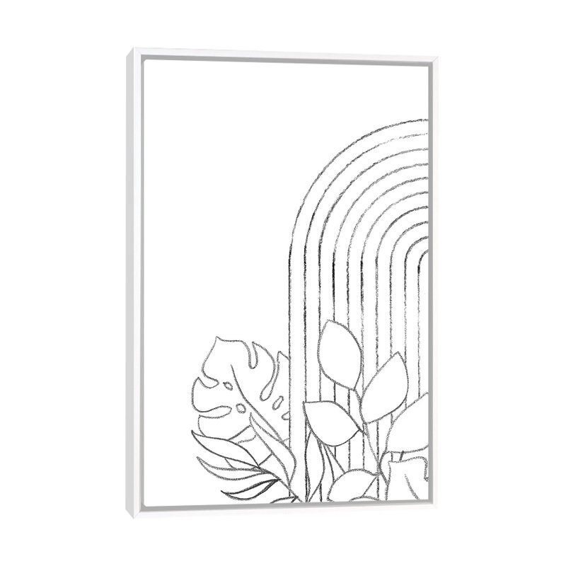 " Botanical Line Art ", No Matte, 26'' H x 18'' W x 1.5'' D, White Framed Canvas