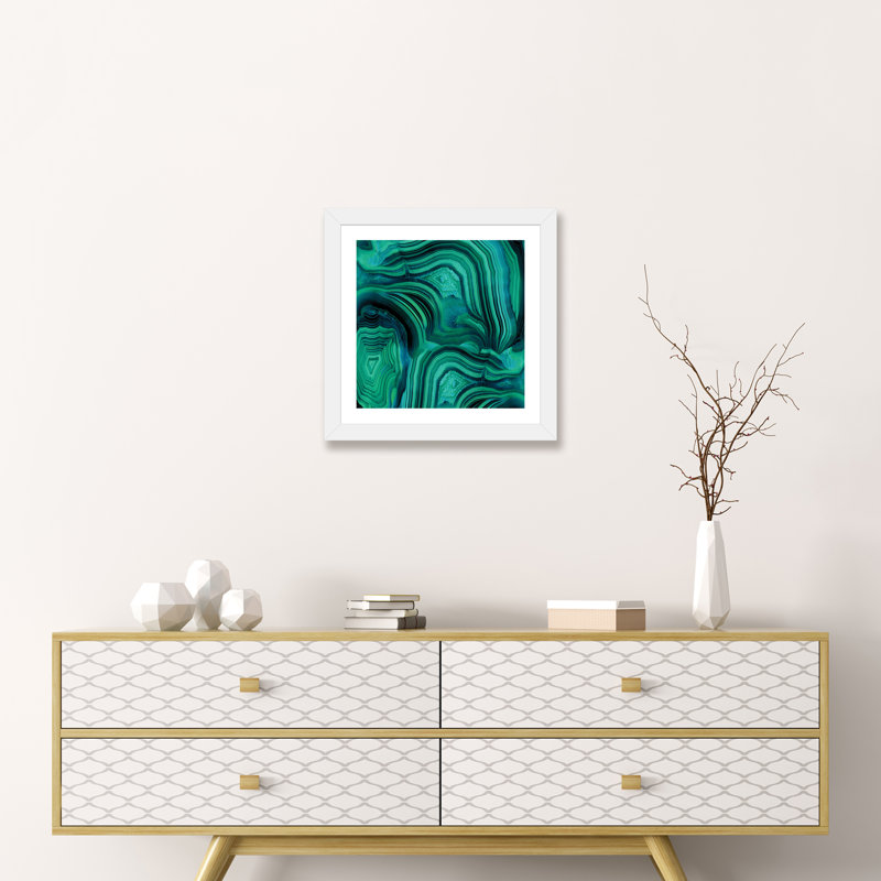 «Malachite in Green and Blue» par Danielle Carson - reproduction d'art, H 24 po x l 24 po x p 1 po, Papier encadré blanc