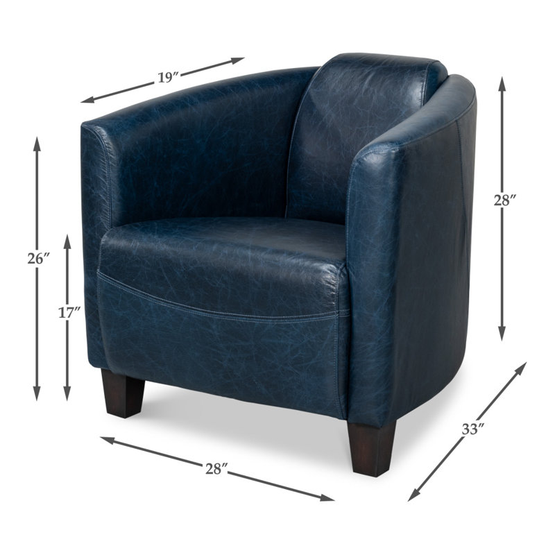 Mandy Armchair, Dark Blue Genuine Leather