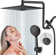 12" Chrome Dual Rain Shower Head Set with 6-Setting Handheld, High-Pressure Spray