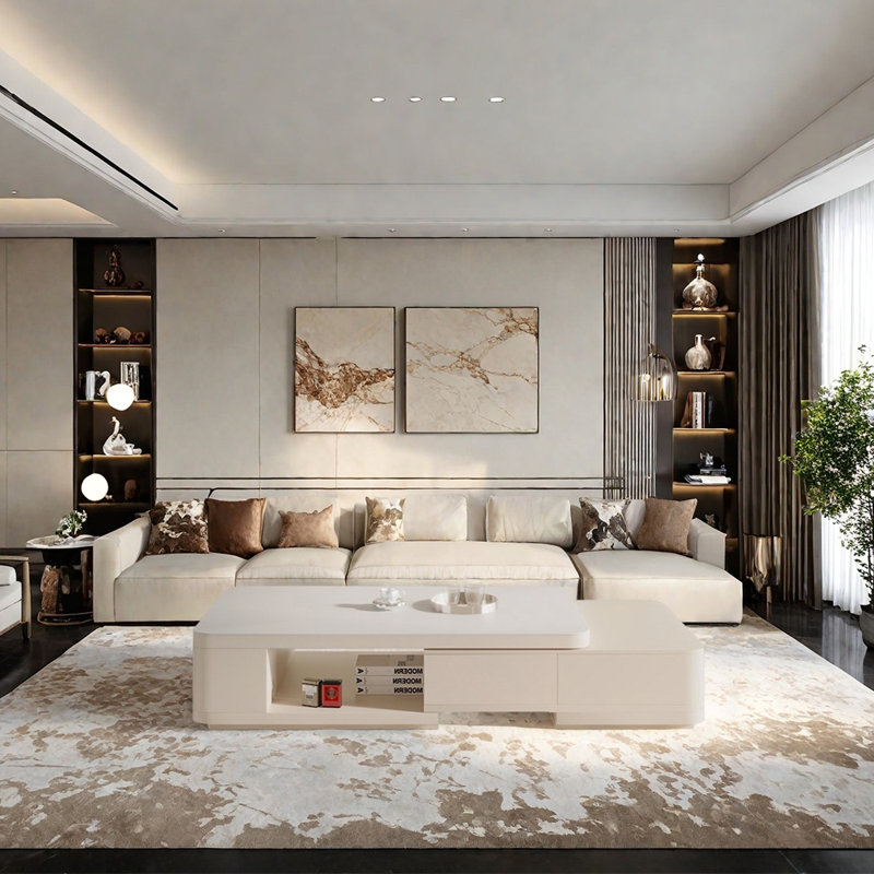 Stretchable Creamy Style Coffee Table