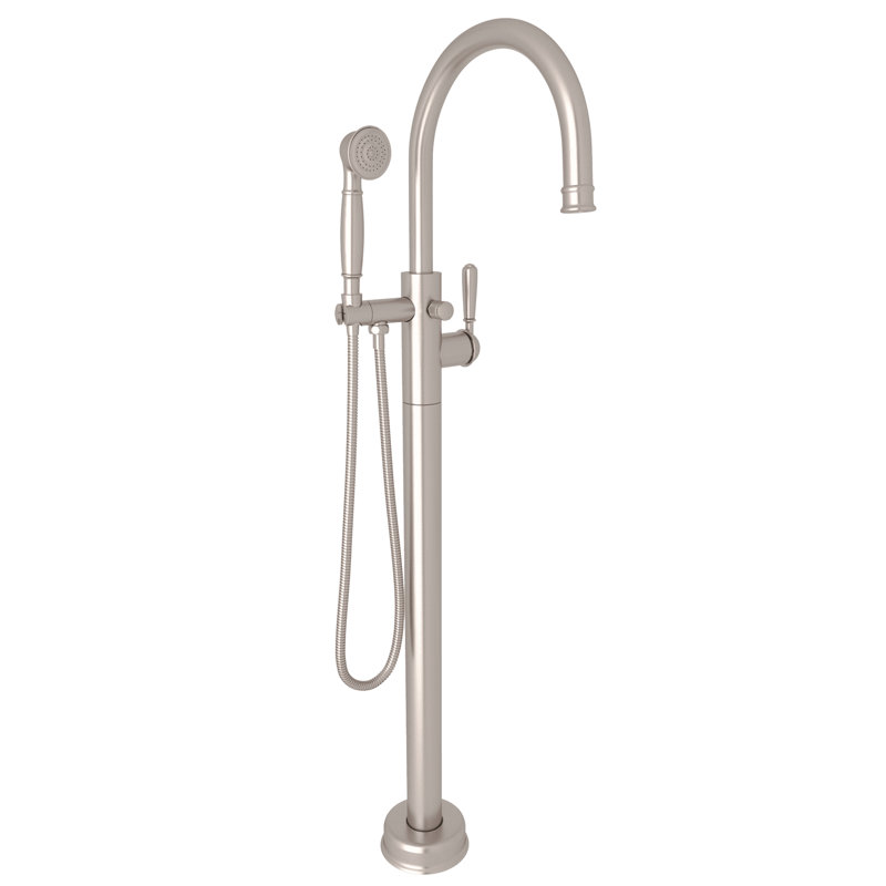 Traditional Single Hole Floor Mount Tub Filler Trim, Satin Nickel
