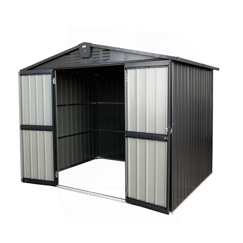 Outdoor Storage Shed 8.2'X 6.2', Metal Garden Shed For Bike, Trash Can, Galvanized Steel Outdoor Storage Cabinet With Lockable Door For Backyard, Patio, Lawn (8.2X6.2Ft, Dark Gray)
