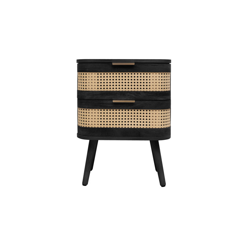 Almuth 45cm W Manufactured Wood Bedside Table, Black
