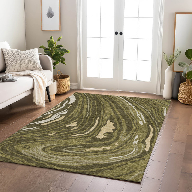 Red 3' x 5' Washable Synthetic Rectangular Area Rug