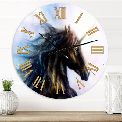 Fantasy Black Unicorn - Traditional wall clock