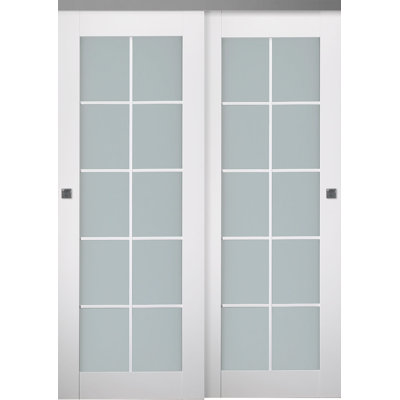 Porte de placard à panneaux et verre coulissant