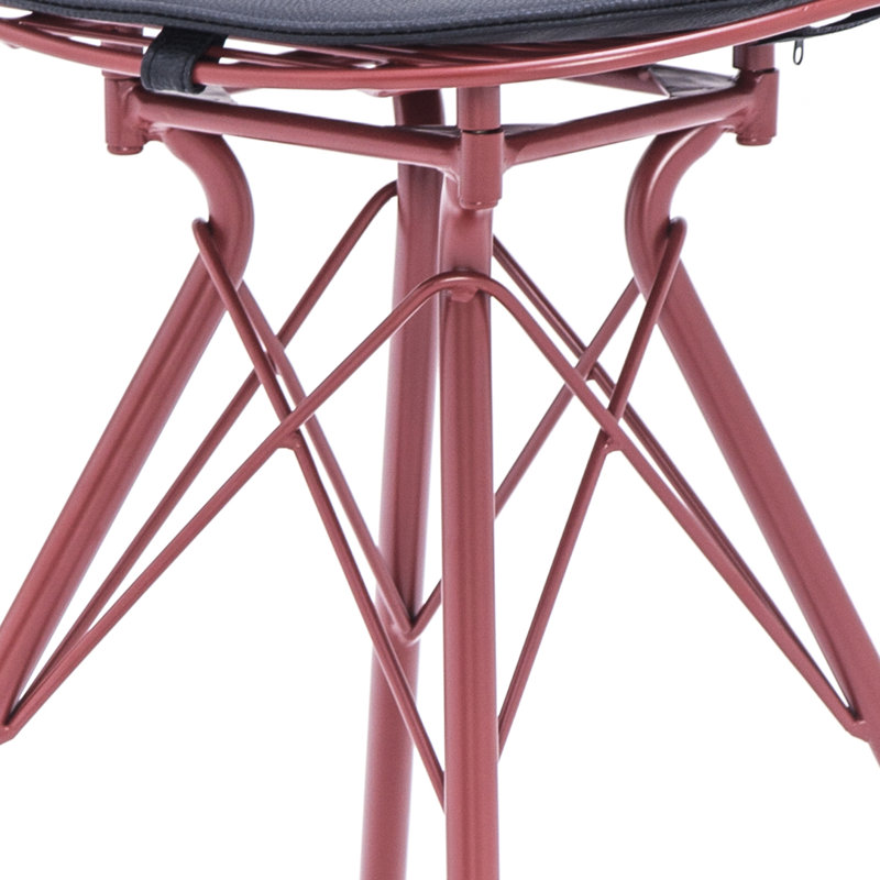 Belgr Upholstered Counter Stool with Metal Frame, Black, Counter Stool (24" Seat Height)