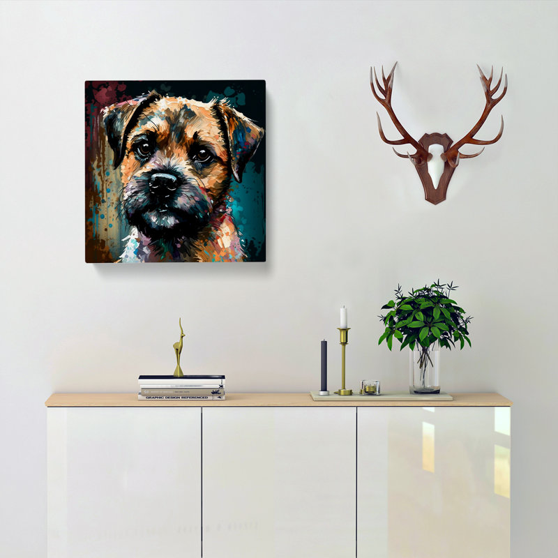 Border Terrier Palette Knife Painting - Wrapped Canvas, 35cm H x 35cm W x 3cm D
