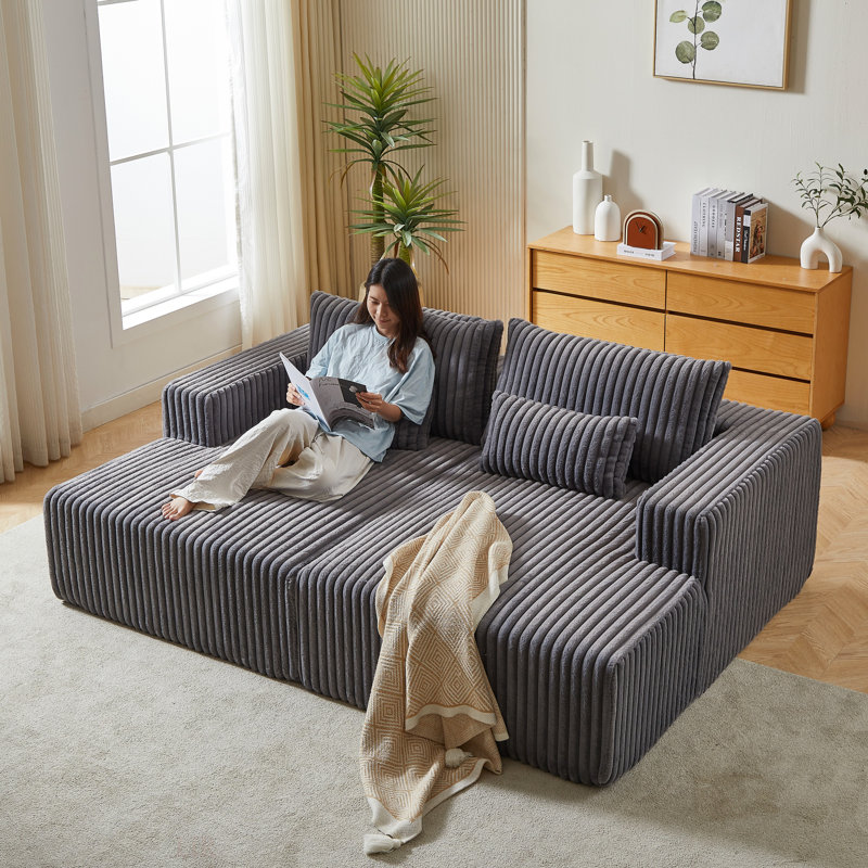 Méridienne surdimensionnée 87 po, sans assemblage requis, causeuse nuage moelleuse avec canapé-lit inclinable, fauteuil-lit moderne moelleux