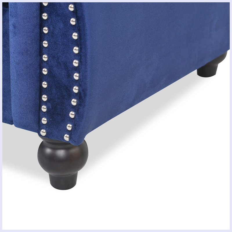 Dierdre 84.75 Sofa Couch, Chesterfield Style Sofa with Button Tufted, Blue Velvet