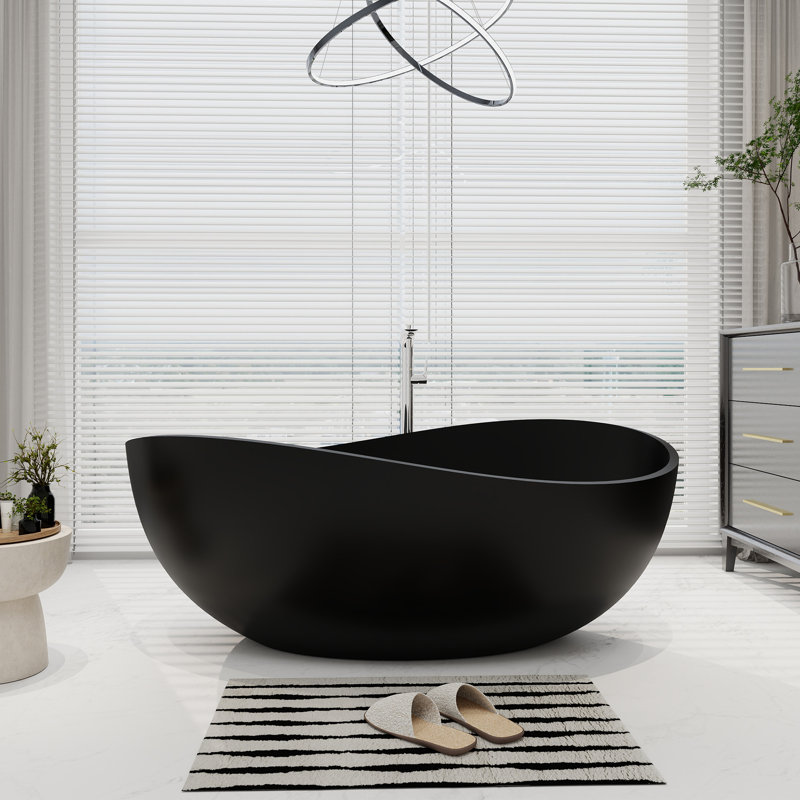 Baignoire de trempage autoportante 63 po x 38 po, Noir mat