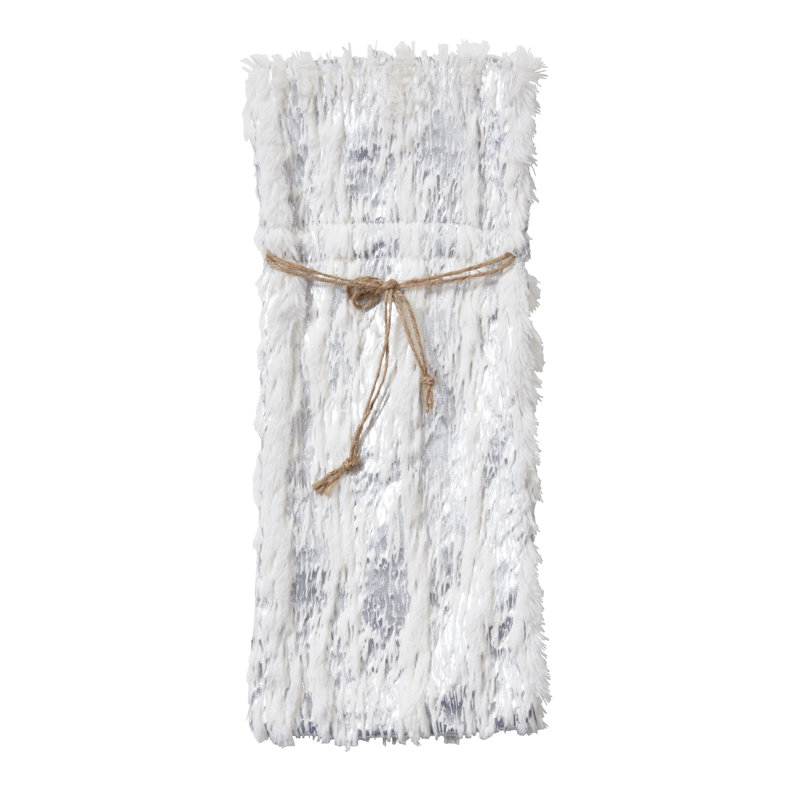 Silver Faux Fur Bottle Bag with Metallic Foil Print