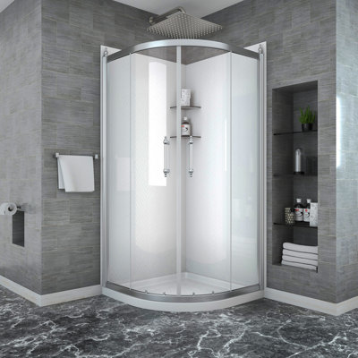 Porte de douche 36 po x 75 po, cabine de douche encadrée en chrome, 1/4 po (6 mm)