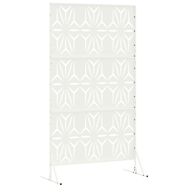 Metal Fence Panel Metal Large Patterned, White