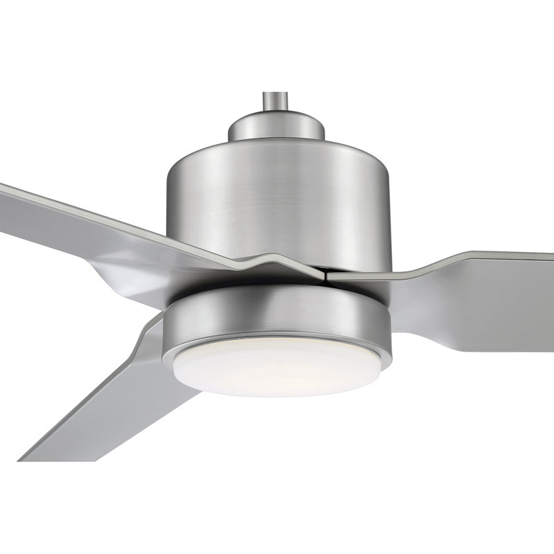 Ameeyah 52" 3 - Blade LED Standard Ceiling Fan in Brushed Nickel with Remote Control and Light Kit Included, Brushed Nickel