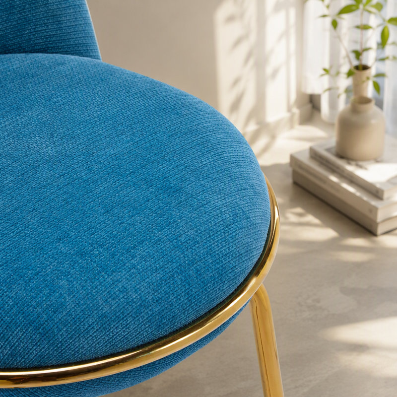 Tabouret de bar intérieur en métal, Bleu, or