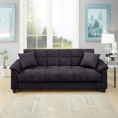 Convertible 2 In 1 Loveseat Sleeper Sofa,Tufted Upholstered Futon Sofa Bed With Storage &2 Pillows