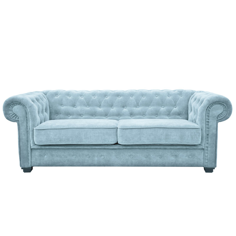 Dunfries 2 Seater Upholstered Chesterfield Sofa, Light Blue