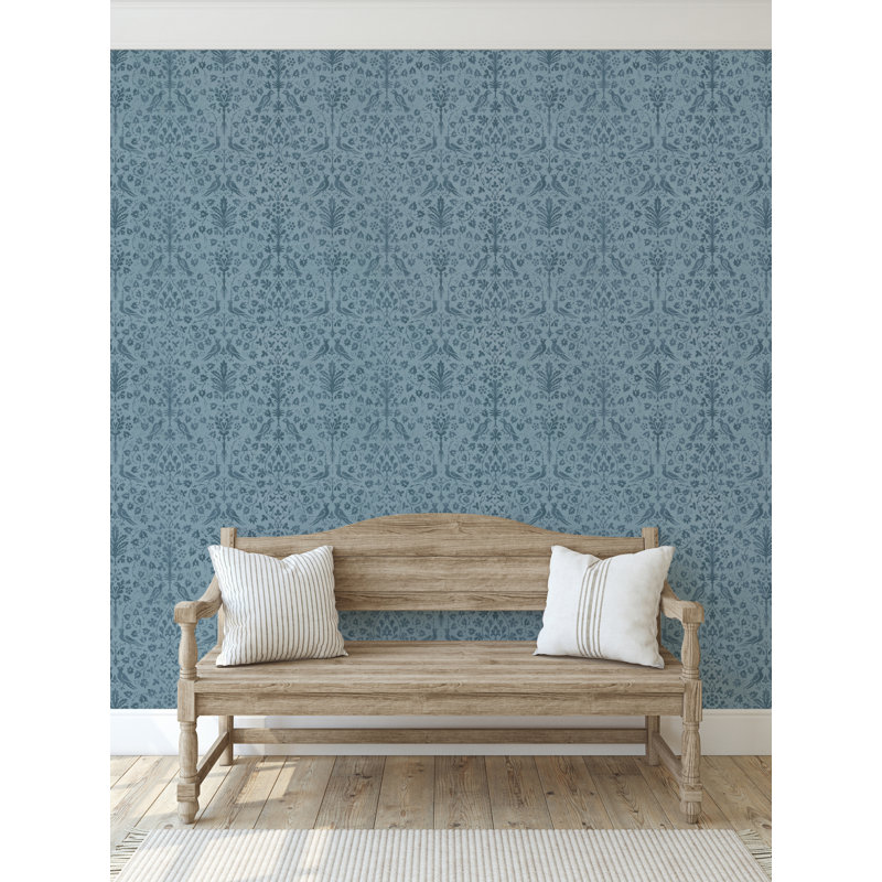 Yuki Osada Damask Wallpaper Double Roll, Blue