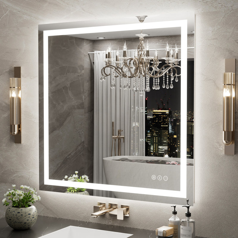 UL Certified Front & Back LED Anti-Fog Tempered Glass Bathroom Vanity Mirror, 36 po x 36 po