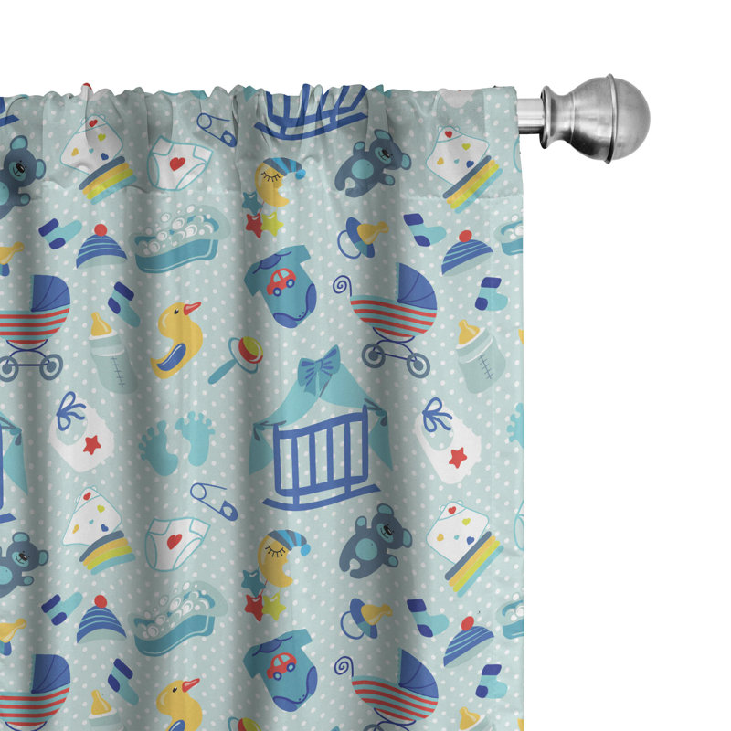 Polka Dots Semi-Sheer Rod Pocket Curtain Panels, 28" x 84"