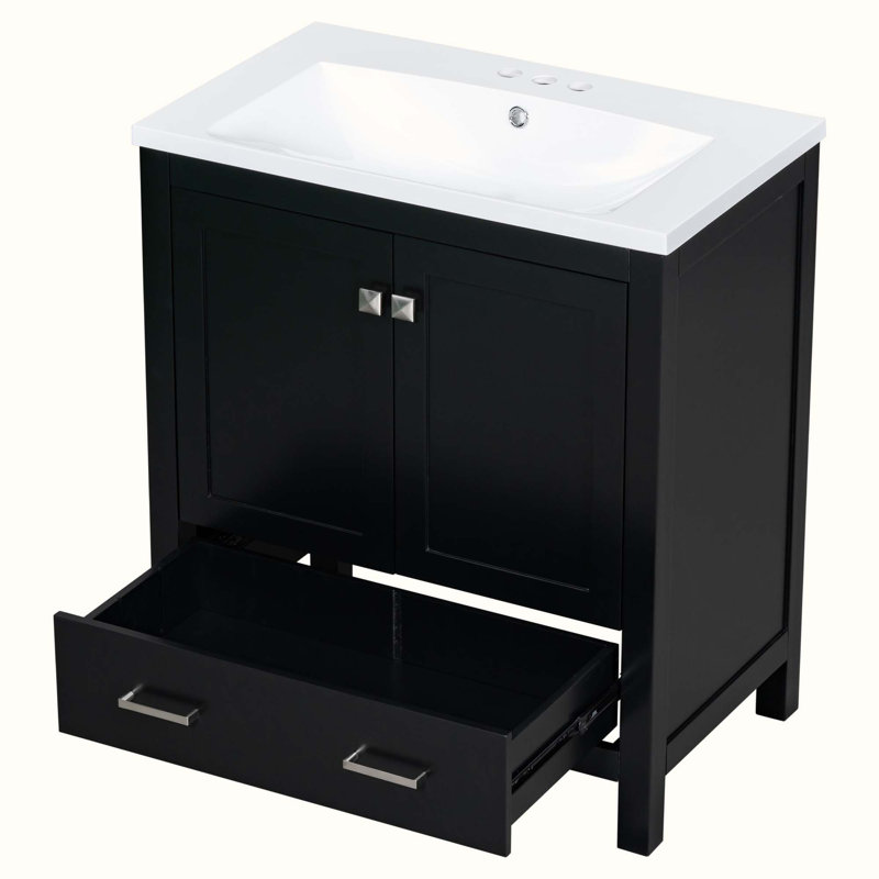 Meuble-lavabo 30 po avec lavabo simple, Noir