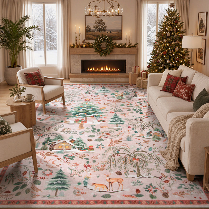 Tapis lavable Lahome Christmas, Rectangulaire 8 pi x 10 pi