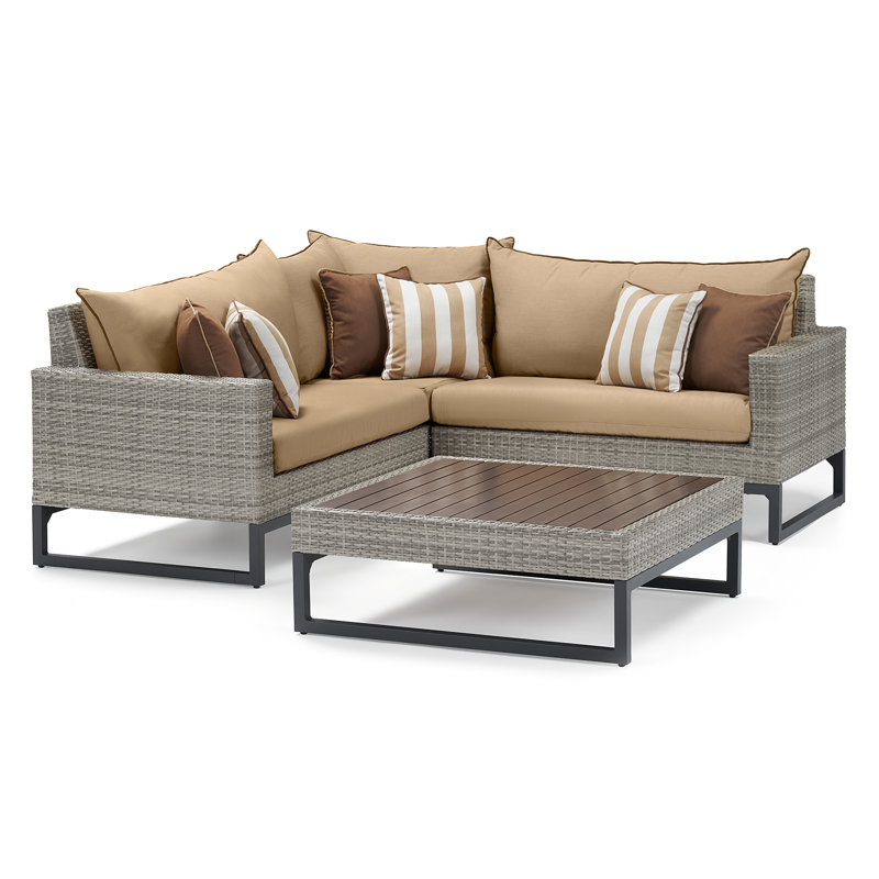 Sameko Outdoor 4 - Piece Conversation Set, Gray, Canvas Spa Sunbrella® Canvas