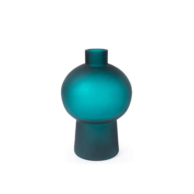Sharri Handmade Glass Table Vase, Dark Persian Green, 12" H x 8" W x 8" D
