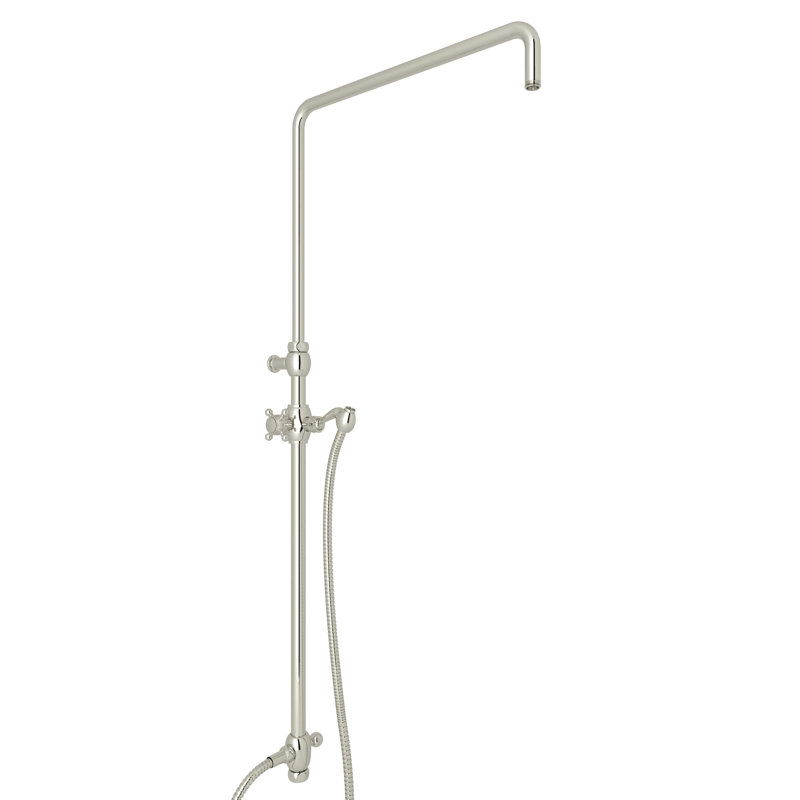 Riser Rohl avec inverseur, tuyau et support de douchette coulissante, Polished Nickel