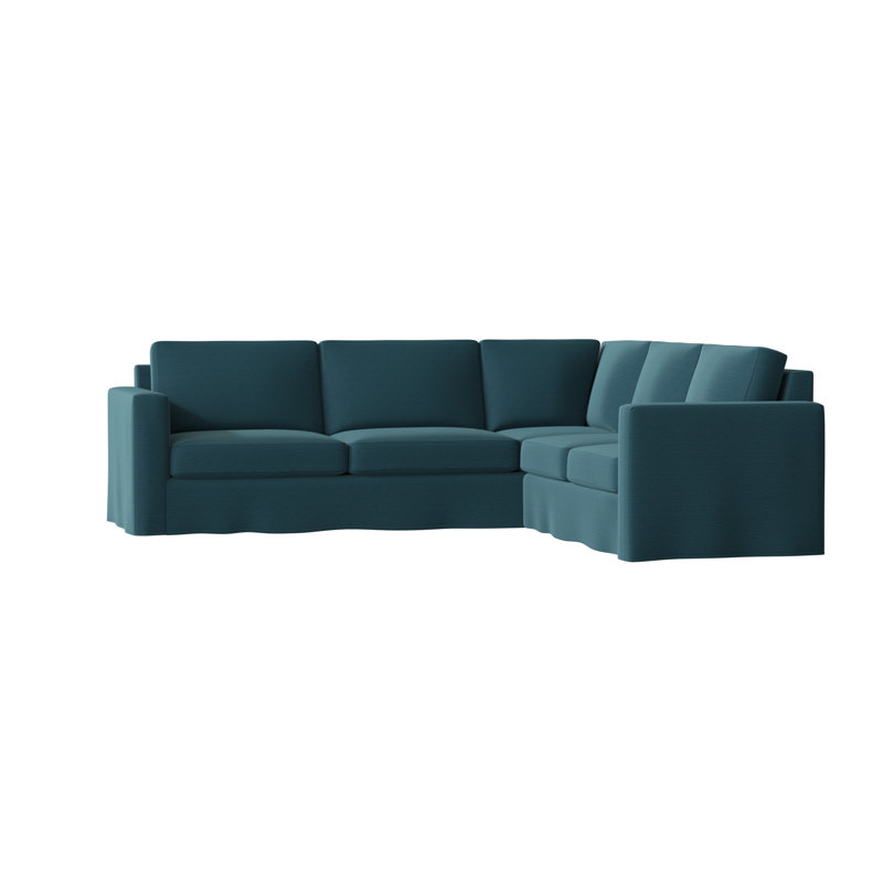 Canapé modulaire de coin large 108 po Bewley, Turquoise Lucky, Acajou, Accoudoir à droite (vu de face)