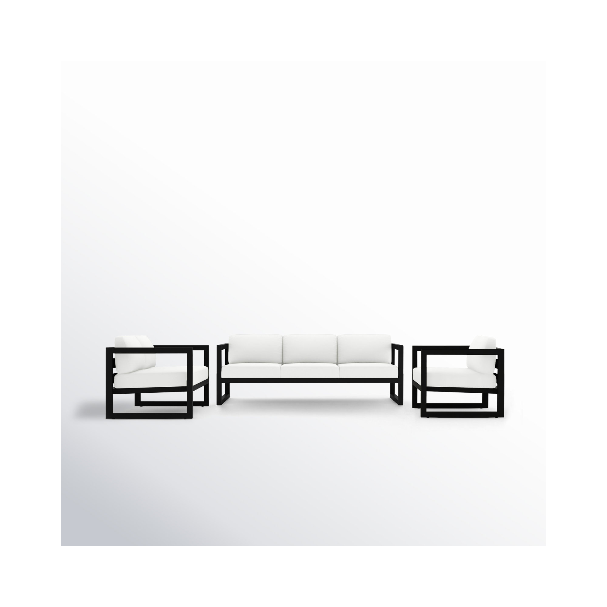 Smith 3 Piece Sofa Seating Group with Sunbrella® Cushions, Canvas Natural, Black