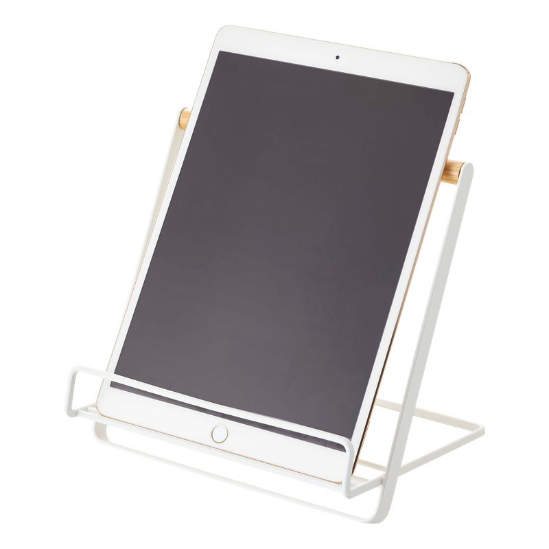 White Steel and Wood Cookbook and Tablet Stand