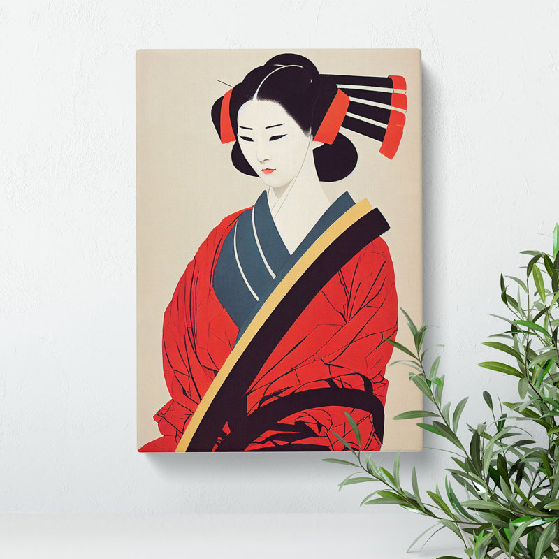 Traditional Geisha No.1 - Wall Art, Wrapped Canvas, 50cm H x 35cm W, No Matte