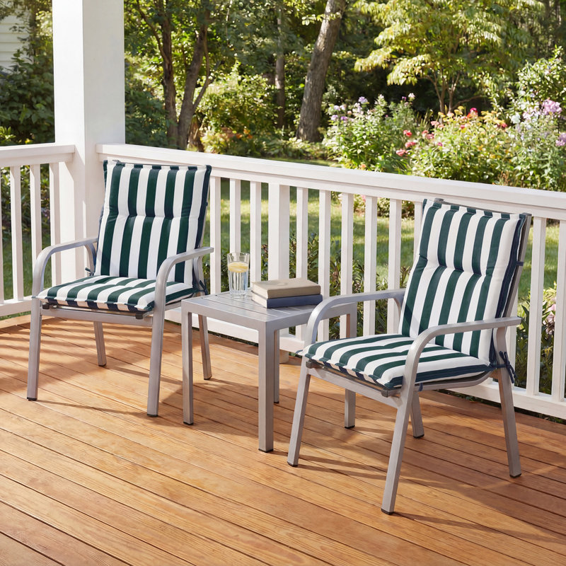  Outdoor Tufted Chair Cushions Set of 2, Green , 19.7" W x 18.5" D