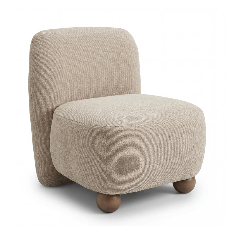 Upholstered Fabric Armless, Beige