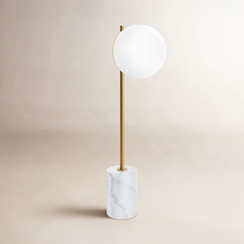 Yearby Table Lamp, Frosted White, Brass