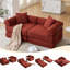Canapé-lit modulaire pour appartement, canapé-lit convertible avec structure fixe et accoudoirs amovibles, matelas pliant pour petits espaces, sans assemblage, velours côtelé, rouge Ancora