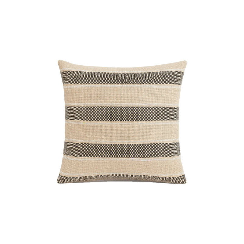 Classic Grey Sail Stripe Indoor Outdoor Pillow 14x20, Black, Square 24", Polyester
