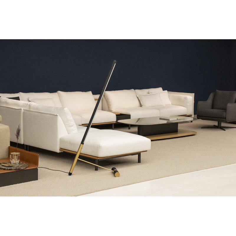 Linea LED Floor Lamp, Brass, Black Ash