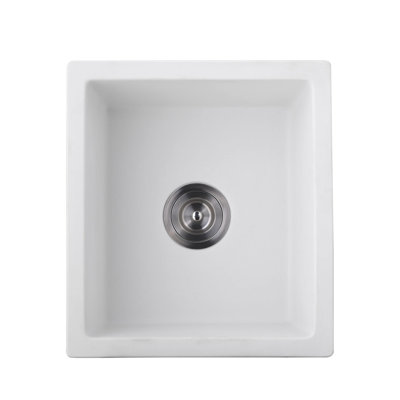 Évier à quartz encastrable 18 po x 16 po - Son et amortissement sont inclus avec crépine et grille inférieure
