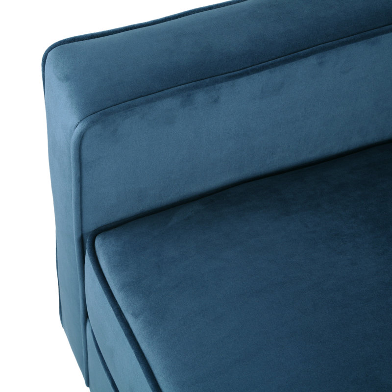 Willowford Velvet and Birch Wood Club Chair, Blue Polyester