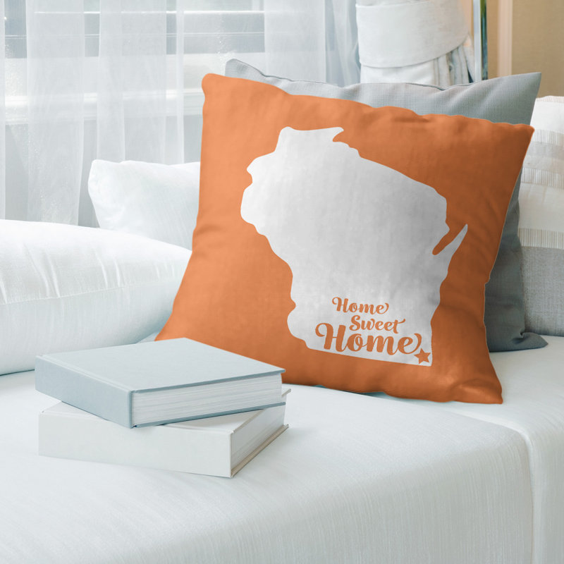 Coussin doux home, Kenosha, 14 po x 14 po, Orange