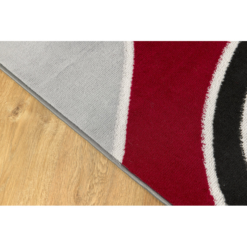 Tapis rouge / noir Balderston, Tapis de couloir 4 pi x 6 pi