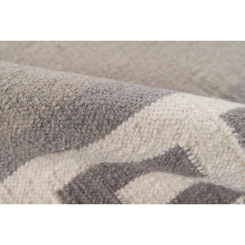 Thompson Wool Geometric Area Rug in Gray, Rectangle 7'6" x 9'6"